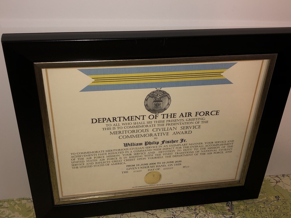 USAF MERITORIOUS CIVILIAN SERVICE COMMEMORATIVE AWARD CERTIFICATE Type-1