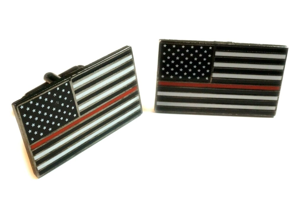 Thin Red Line Fallen Fire Dept Fireman Firefighter Work Suit Cufflinks Cuff Link