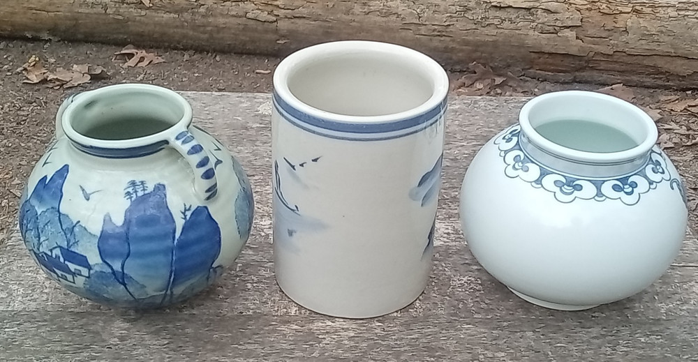 Three Chinese Blue and White Vases
