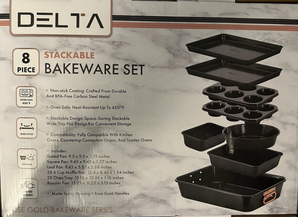 Delta 8 Pc. Stackable Non-Stick Bakeware Set