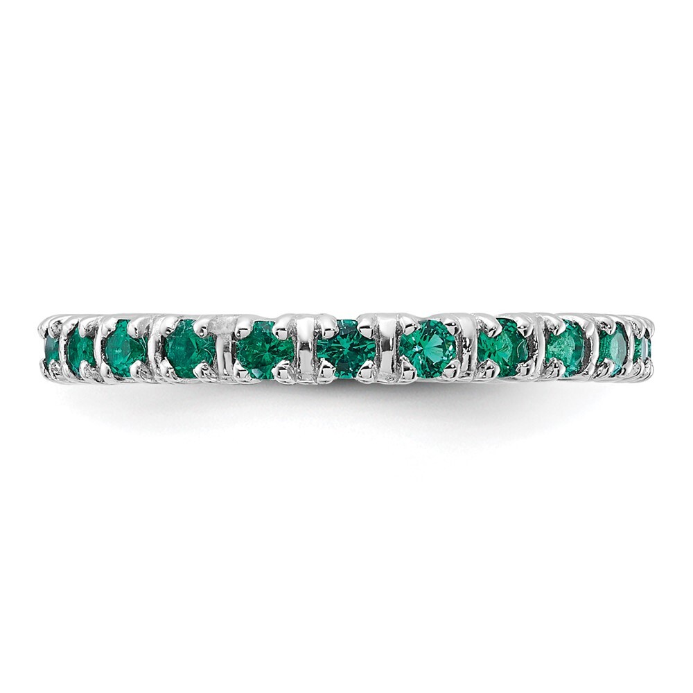 Sterling Silver Stackable Expressions Created Emerald Ring Size 5