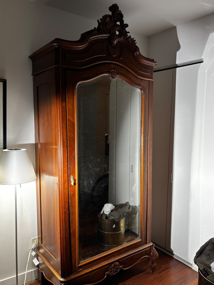 Antique Rococo Mirrored Armoire