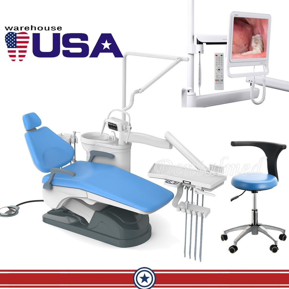 Dental Unit Chair Computer Controlled DC Motor+Stool/17" Intraoral Camera Screen