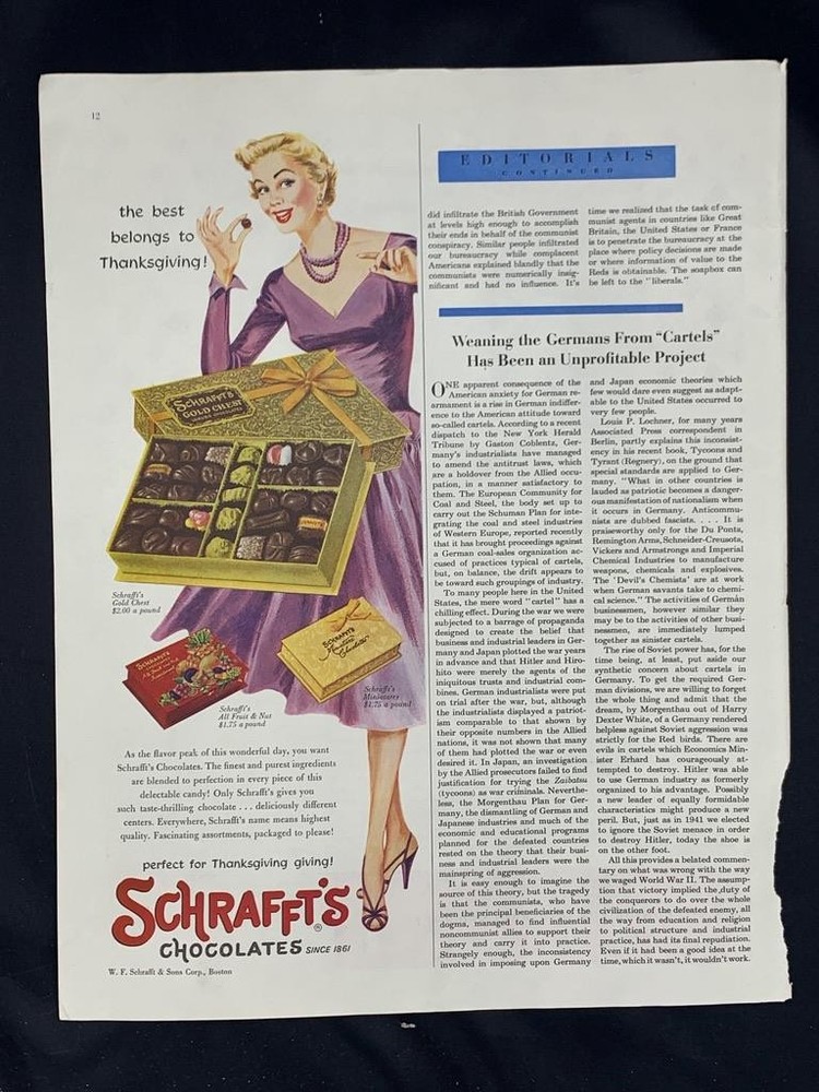Magazine Ad* - 1954 - Schrafft's Chocolates - Easter