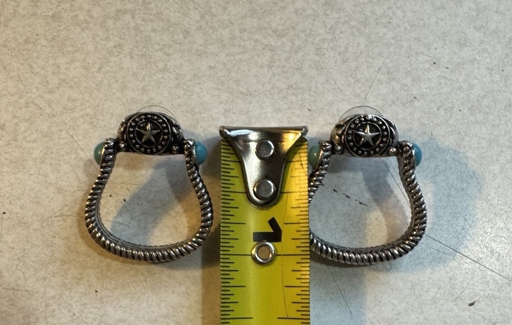 Silver Turquoise Stirrup Earrings