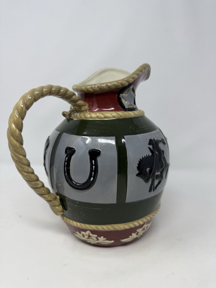 SONOMA "HAPPY TRAILS" WESTERN THEME DESIGN 80 oz. CERAMIC PITCHER