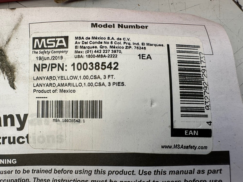 MSA 10038542 Nylon Web Restraint Lanyard, Fixed Length