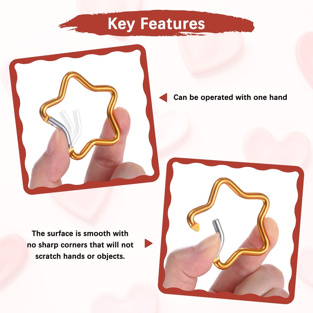 Star Shaped Snap Clip [6 Pack] - Keychain Clip [Gold]