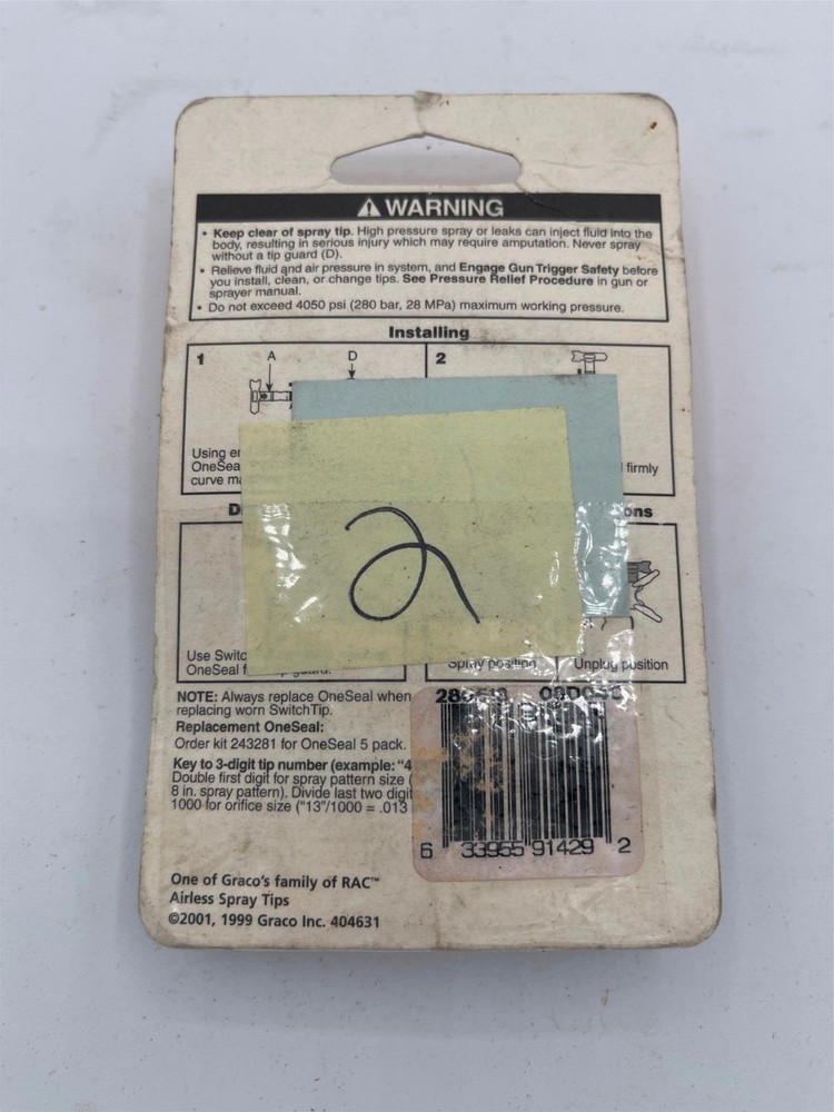 Open Package, Graco RAC 5 286513 Switch Tip