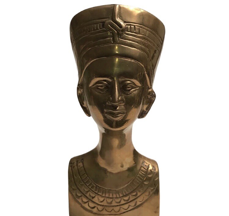Vintage Solid Brass Nefertiti Bust Hand Made In India