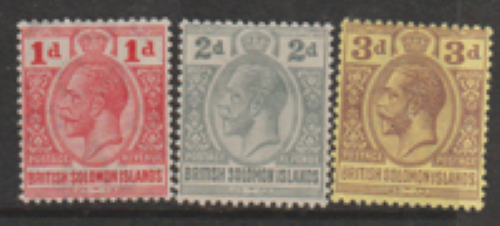 British Solomon Islands 1914 1d, 2d, 3d, mounted mint