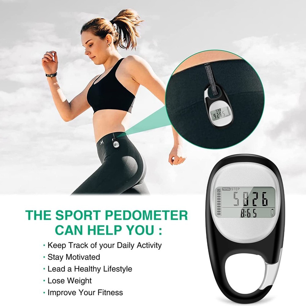 Pedometer for Walking, Portable Walking Pedometer 3D Step Counter, Simple5846