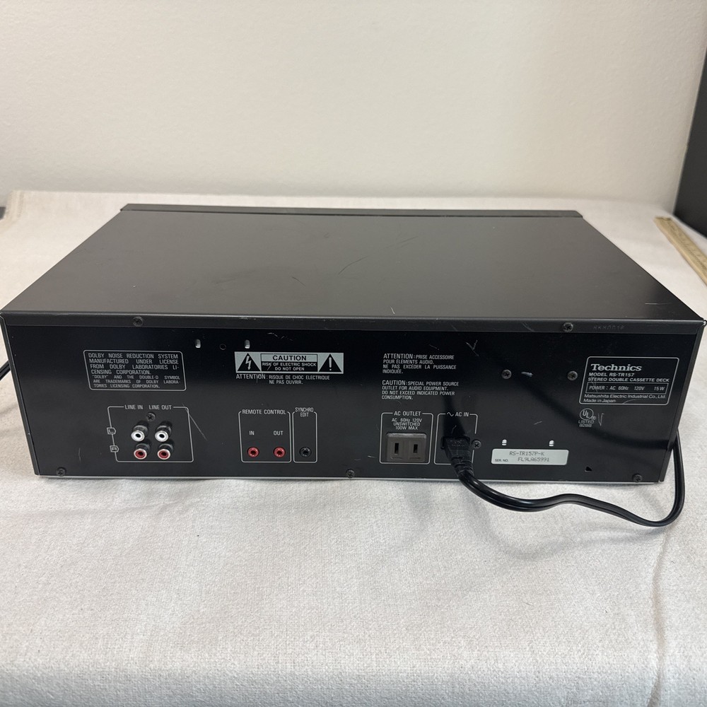 Technics RS-TR157 Stereo Double Cassette Deck Auto Reverse Dolby NR Black