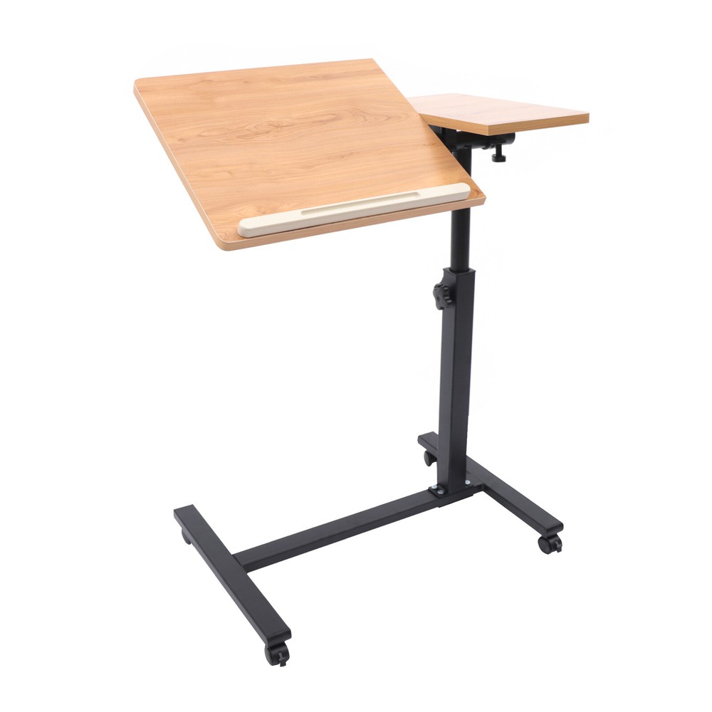 Adjustable Rolling Laptop Desk Mobile Computer Stand Bed Side Table Office Desk
