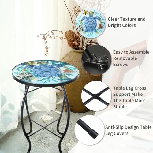 Patio Side Table Outdoor Accent Table Small Mosaic Table Coffee Table End
