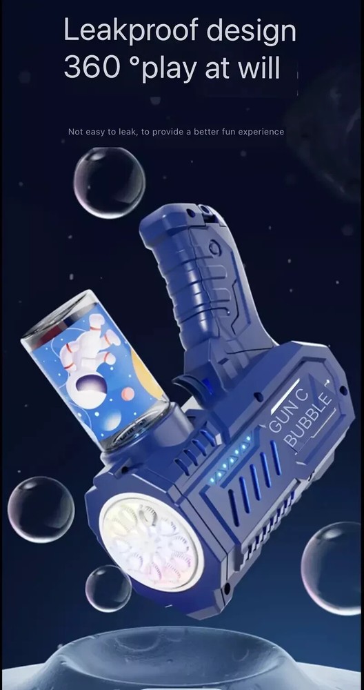 Fully Automatic Space Bubble Machine Gun Rocket 10 Hole Bubble Maker Toys N-BLUE