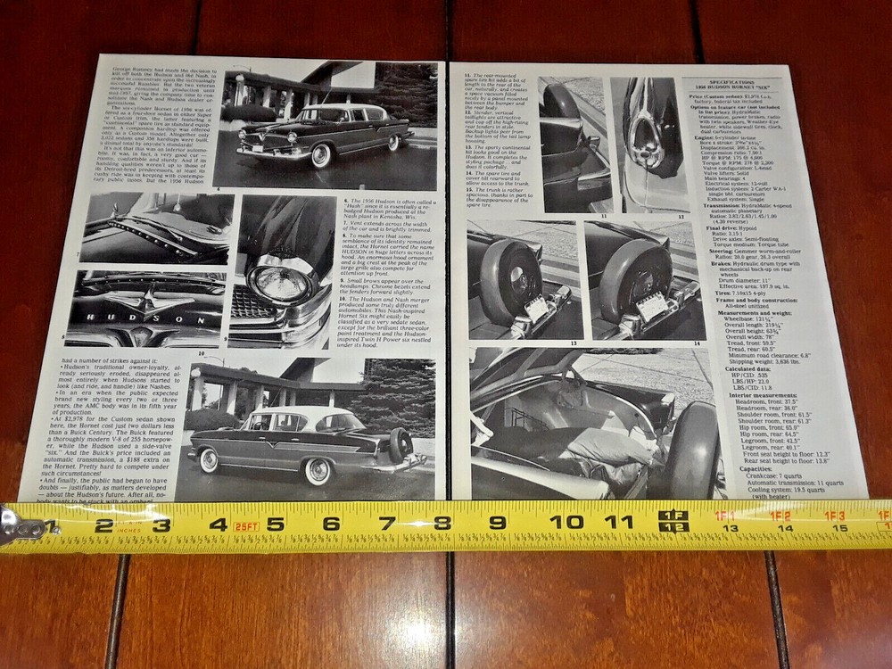 1956 HUDSON HORNET SIX ORIGINAL 1987 ARTICLE