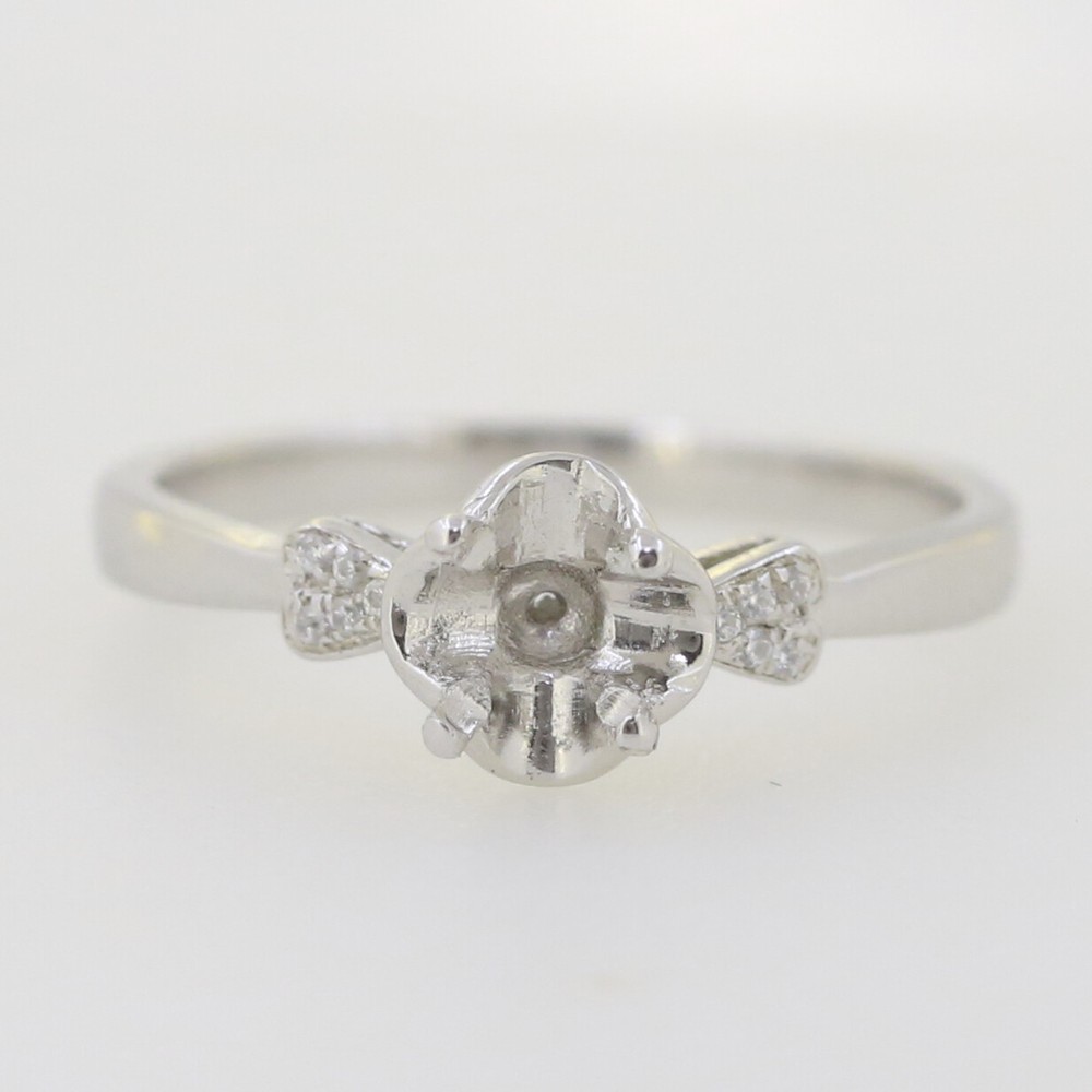 Sterling Silver Semi Mount Ring Setting Rd 4 4.5mm Solitaire Accent Engagement