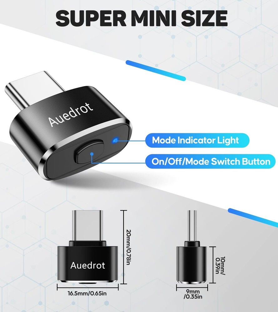 AUEDROT Mouse Jiggler Undetectable USB-C Mouse Mover with Switch Button, Auto...