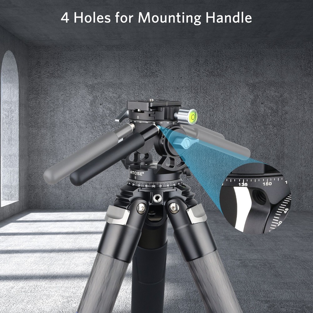 Fluid Video Tripod Head, 360° Panoramic Compact Camera Video Head 22Lbs
