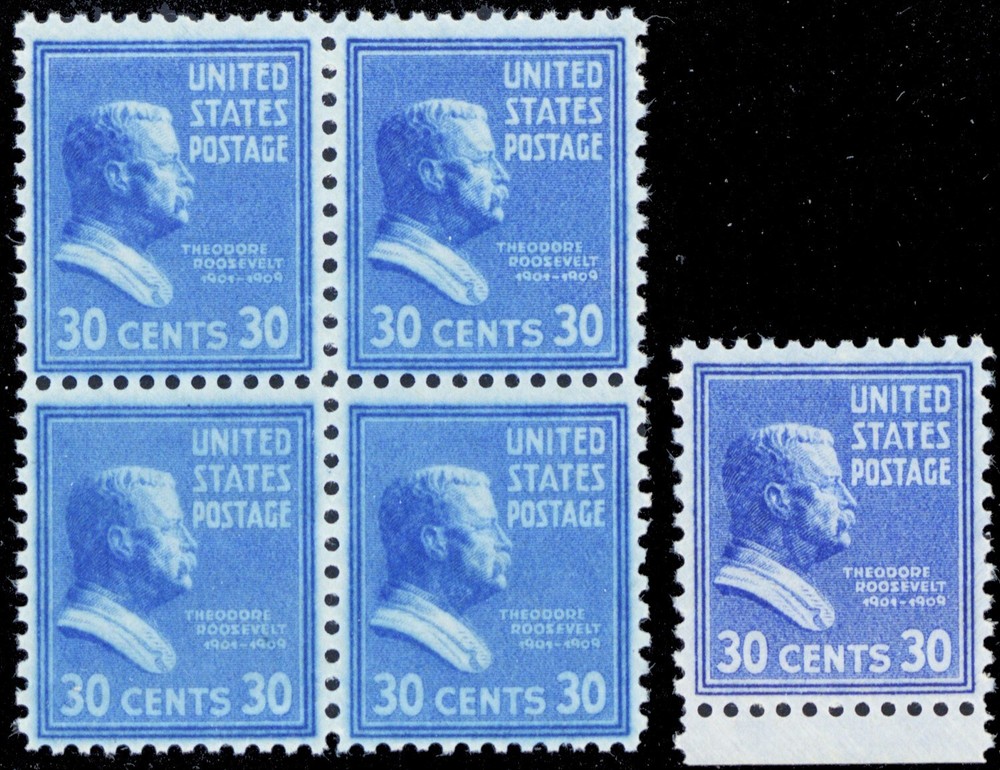 830a, Mint NH 30¢ Blue Shade Block With Normal - Stuart Katz