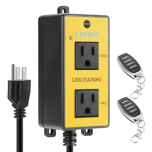 Automatic Remote Vacuum Switch，Load Sensing Outlets,Power Tool/Table Saw