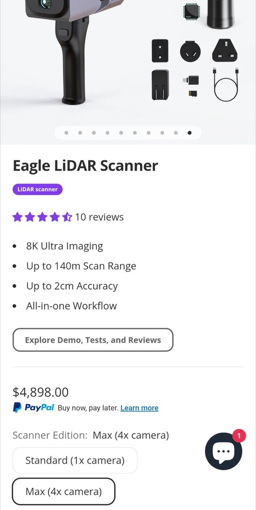 3D MakerPro Eagle Max Lidar Scanner 4 Camera LIVOX RTK