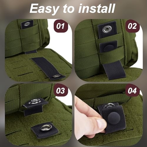 6 Inch Molle Straps with Snaps, 4 Pack Nylon Webbing Black