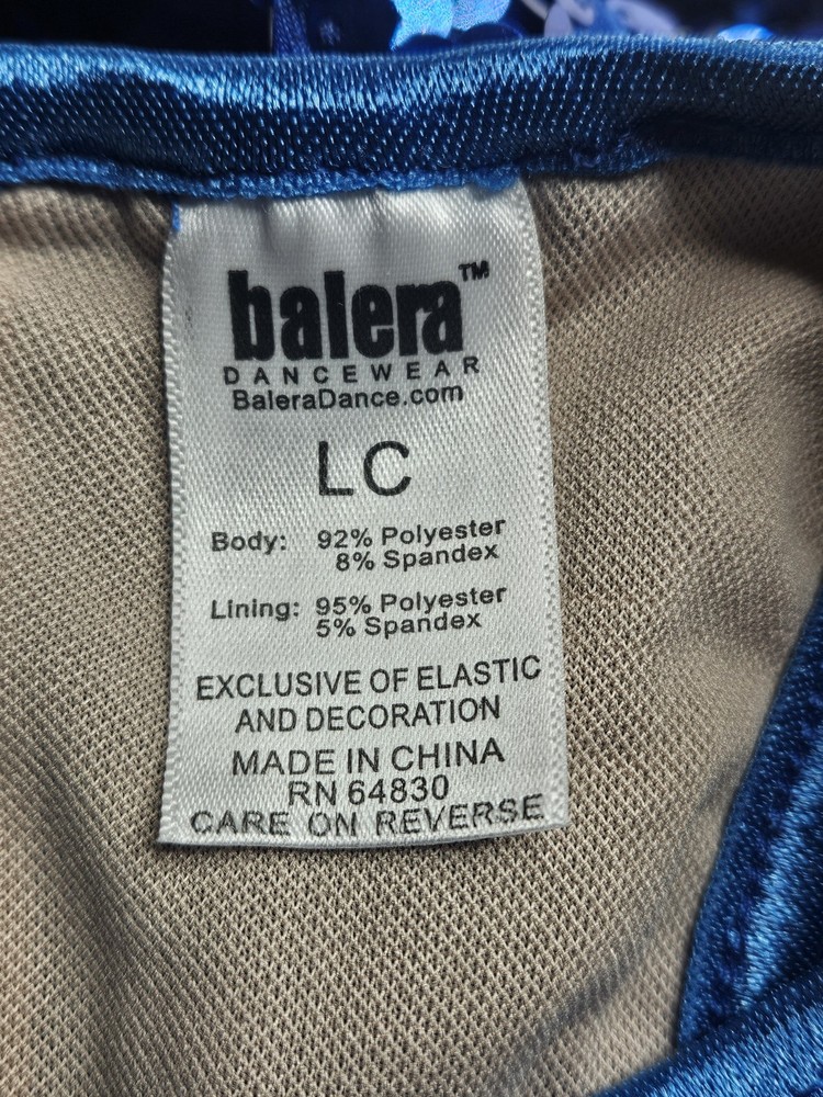 Balera Sequin Top Woman's LC Blue Dance Sleeveless Split Wrap Open Back