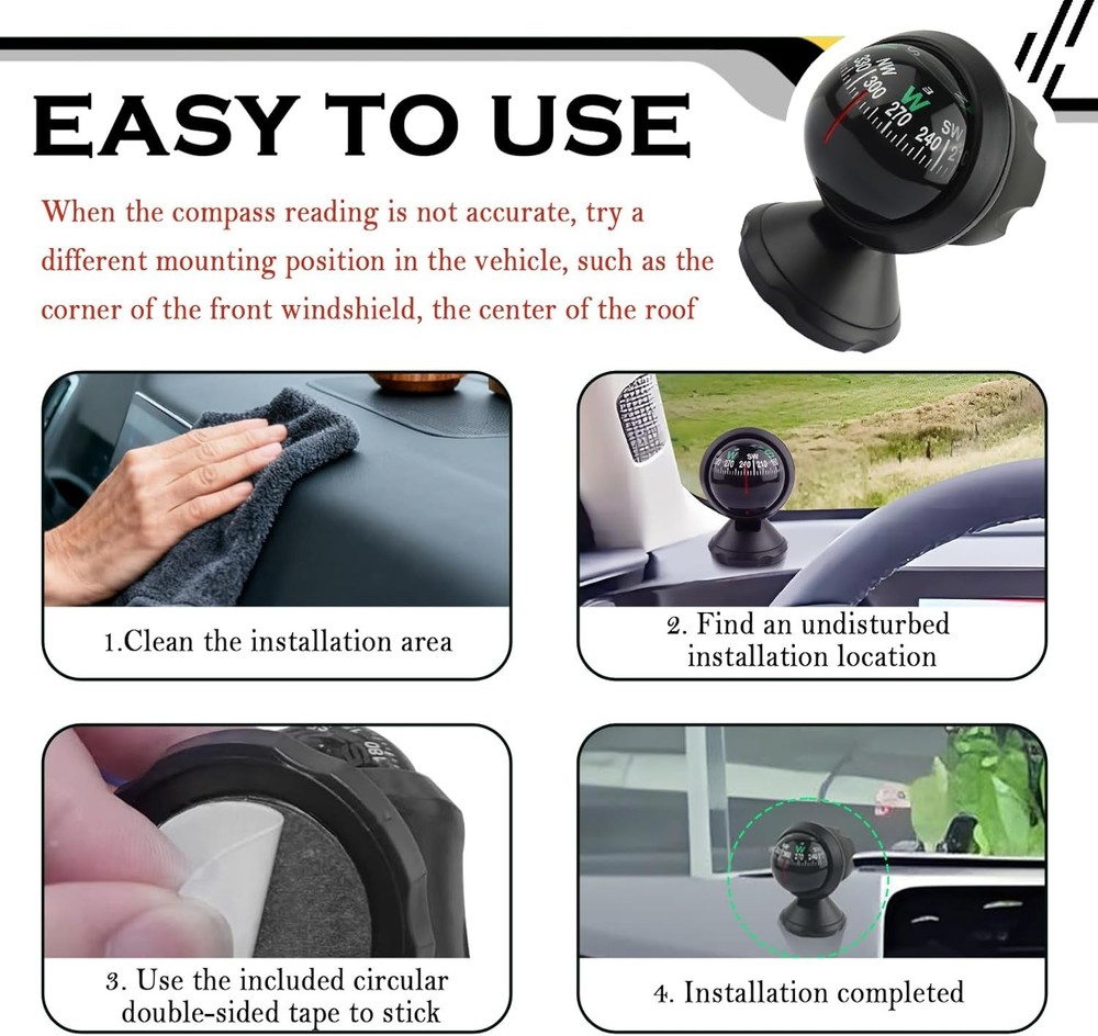 Night Vision Adjustable Car Compass - Precision Navigation for Every Journey