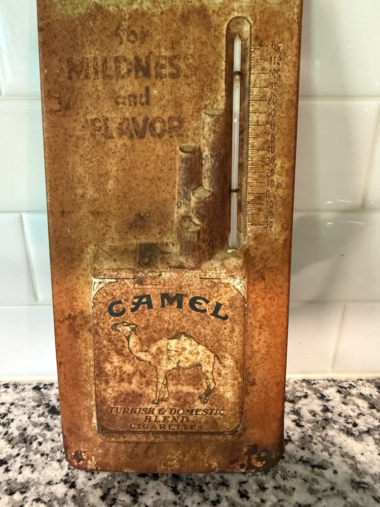 Vintage Camel Cigarette Thermometer Sign