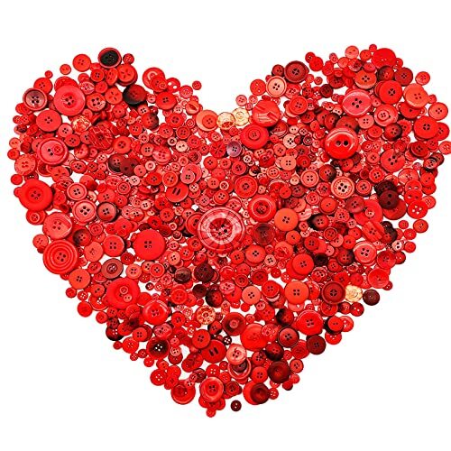 600-700Pcs Red Buttons for Crafts Bulk Button Red Assoted Size Red Craft Butt...