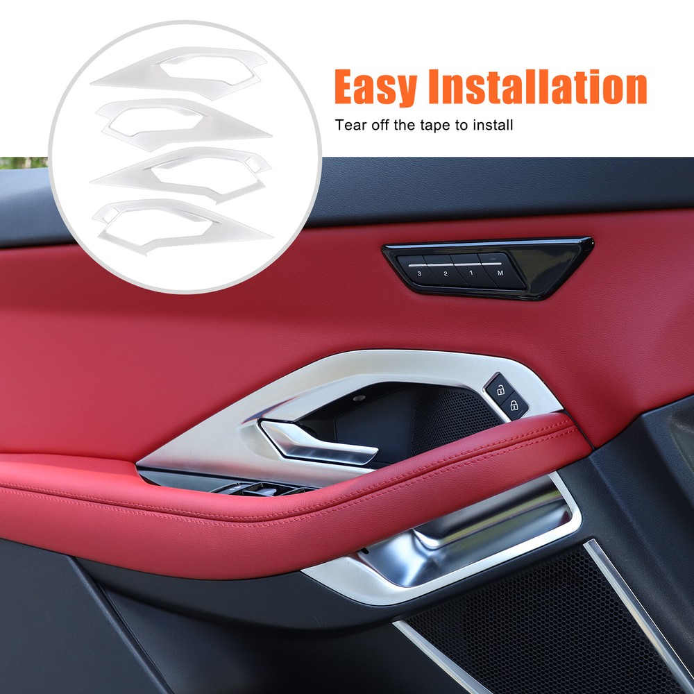 ABS Silver Chrome Inner Door Handle Lock Frame Trim For Jaguar E-PACE 2018-2023