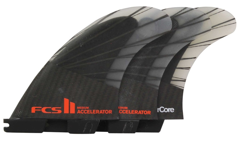 FCS II Accelerator Performance Core Tri Fin Set - Black / Red - Medium - New
