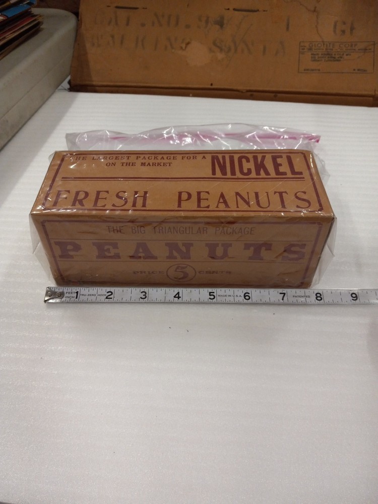 Vintage Triangular Cardboard 5 Cent Peanut Container Augusta Grocery Georgia