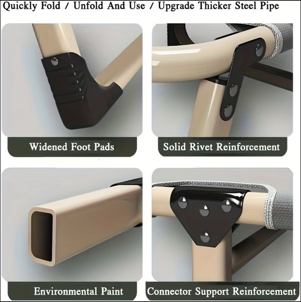 4 Adjustable Backrest Heavy Duty Folding Bed Frame with Mattres Cot Fold Out Bed