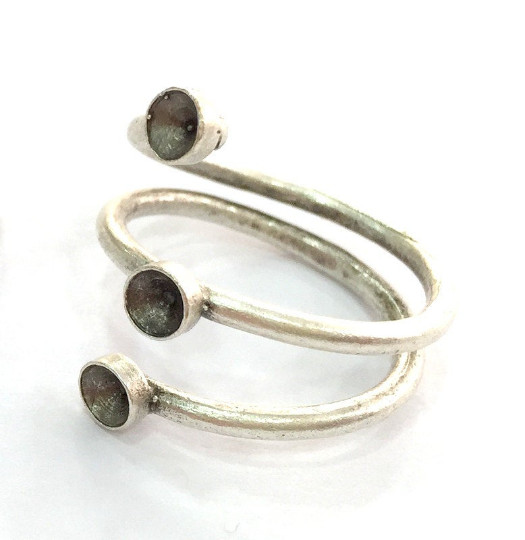 Wrap Ring Blank Setting Base Bezel Cabochon Antique Silver Plated Brass G3498