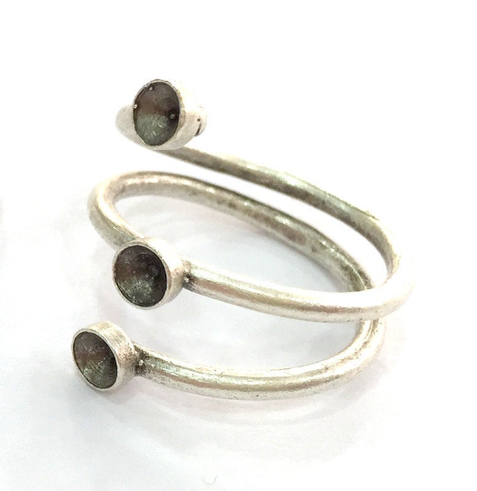 Wrap Ring Blank Setting Base Bezel Cabochon Antique Silver Plated Brass G3498