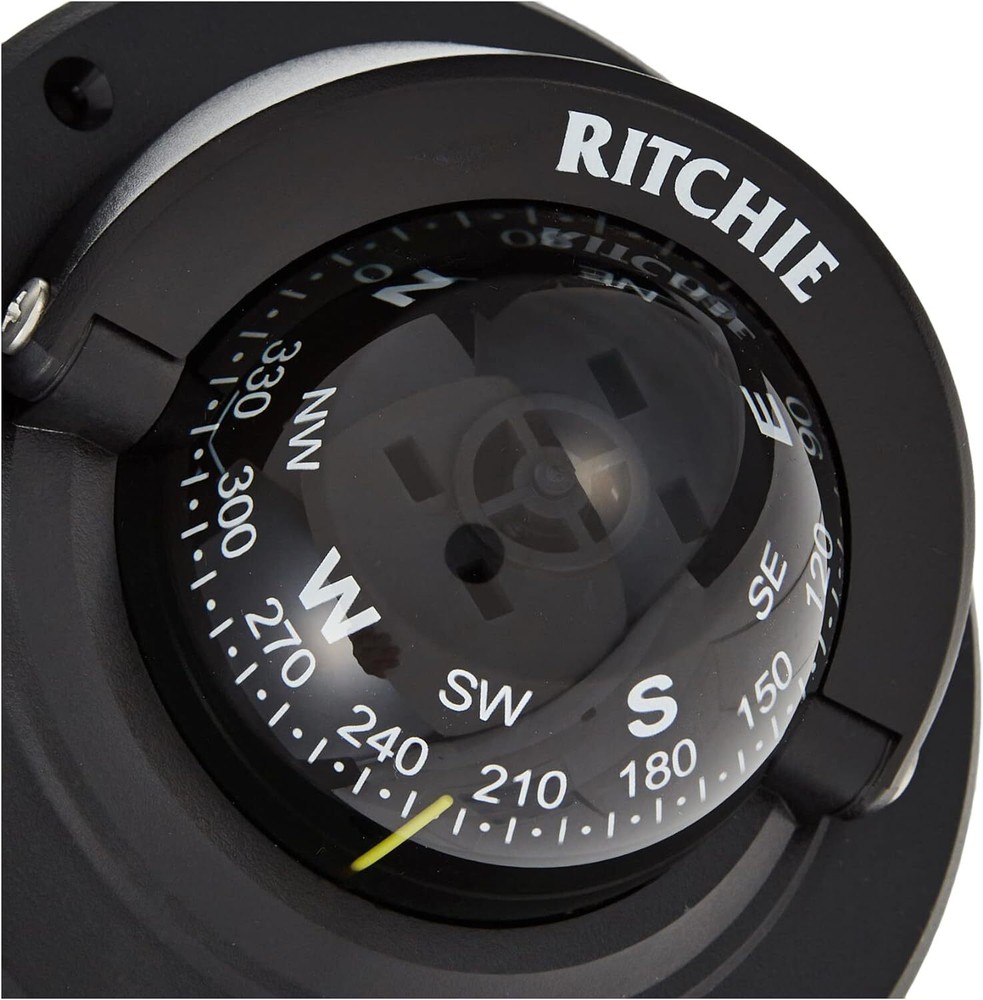 Ritchie F50 Black Explorer Flush Mount Boat Compass 12V Lighted/Illuminated Dial