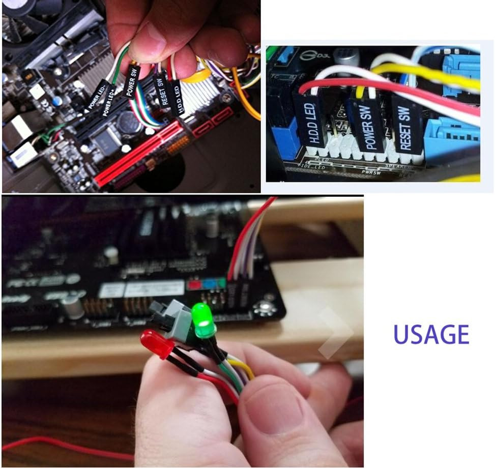 2 Pack Desktop Computer Case Motherboard On/Off/Reset/Hdd Switch Power Cord PC