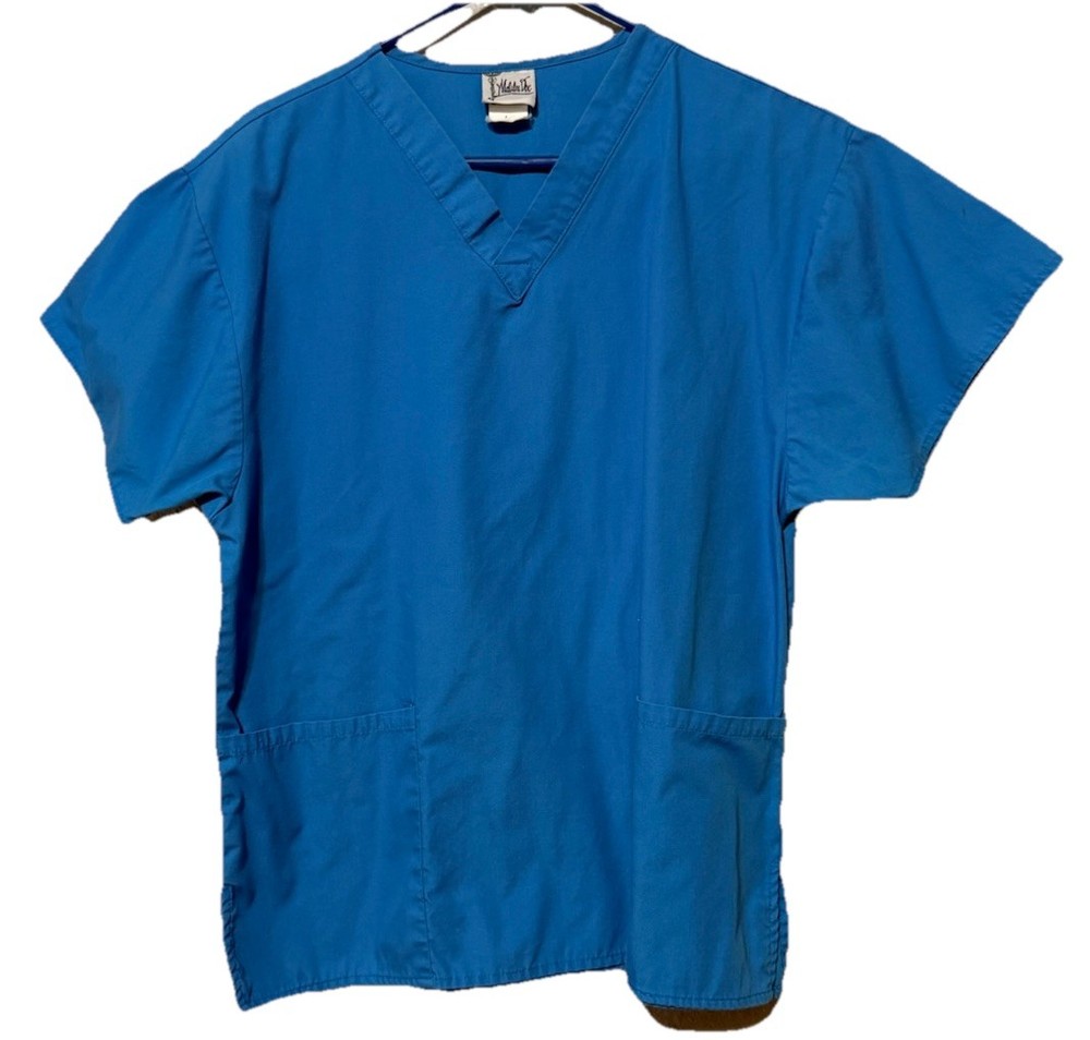 Mailbu Doc Scrub Top Medical Uniform Blue V-neck Medium