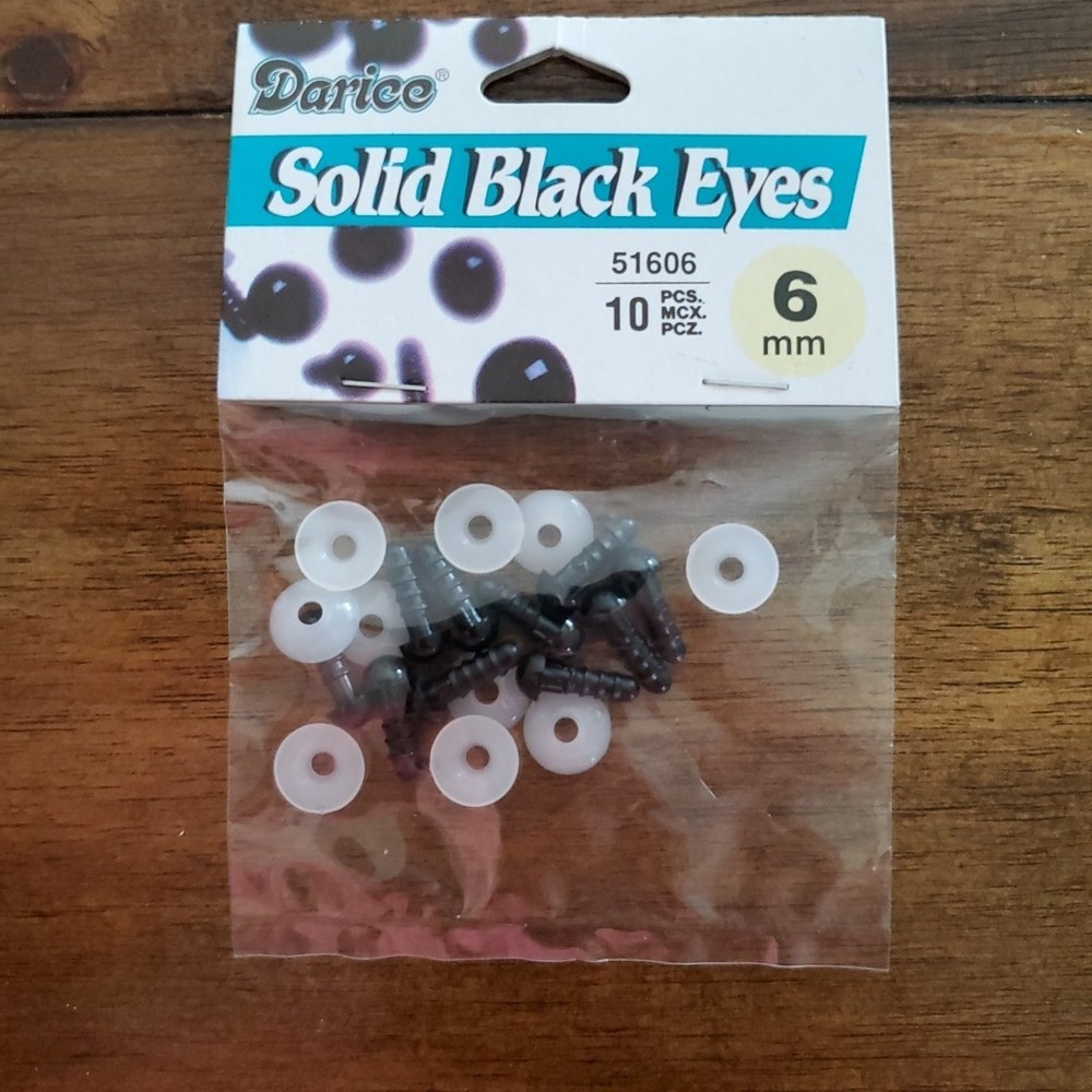 Darice Solid Black Eyes 6 mm Shank Back 10 Pieces