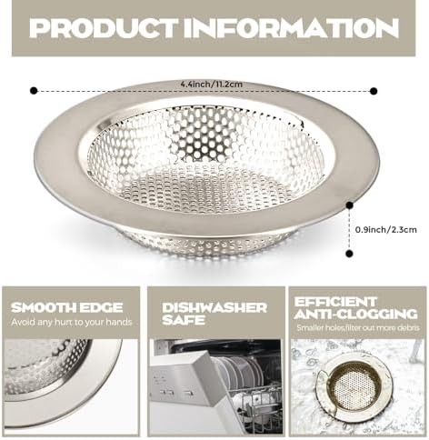 2 Pack Stainless Steel Kitchen Sink Strainer