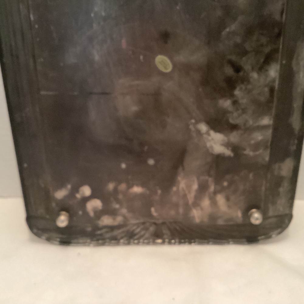 Vintage Silver Plated Table Top Square Footed Mirror