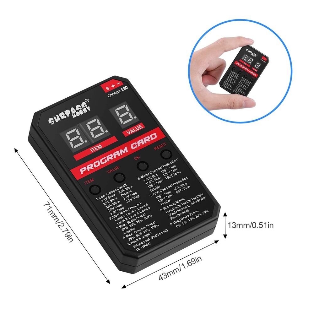 Surpass Hobby ESC Programming Card LED Programmer Fits Rocket Brushless ESC