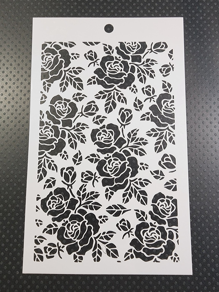 Rose Flowers Pattern Plastic Stencil  5" x 8"