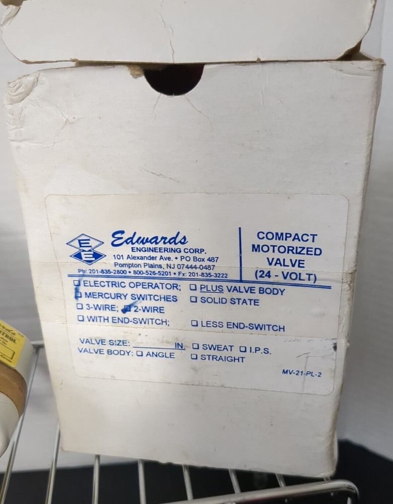 Edwards Engineering MV-21 Compact Motorized Zone Valve Mercury Operator RARE