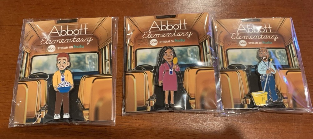 Abbott Elementary SDCC 2025 Comic-Con Pins – Ava, Jacob, Mr. Johnson
