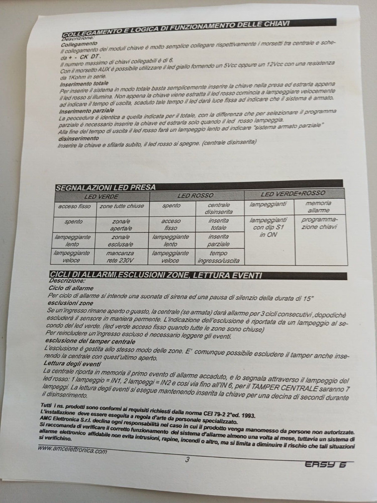 AMC EASY 6 ANTI-THEFT CONTROL PANEL