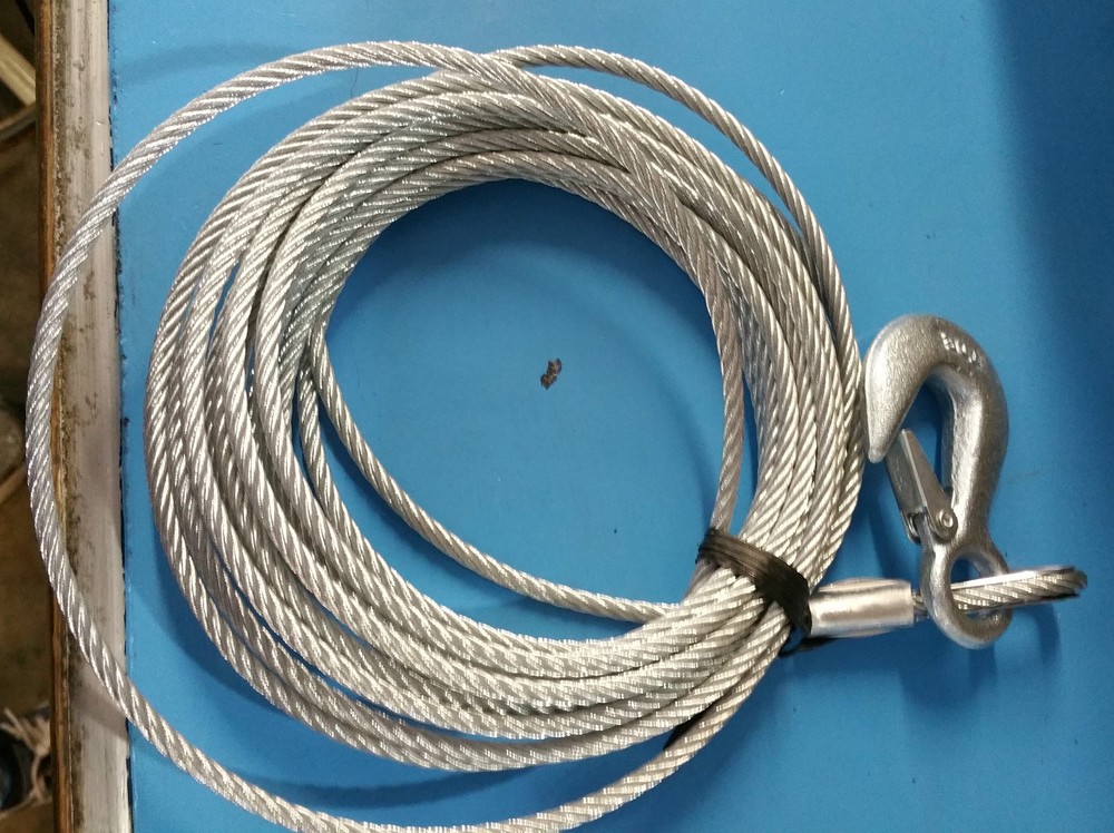 Boat Trailer GALVANIZED Winch Cable 7/32" Thick Steel Braided x 25' Bulk 5k cap.